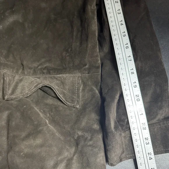 Old Navy Mens S Genuine Leather Suede Jacket Dark Brown Button Front Trucker